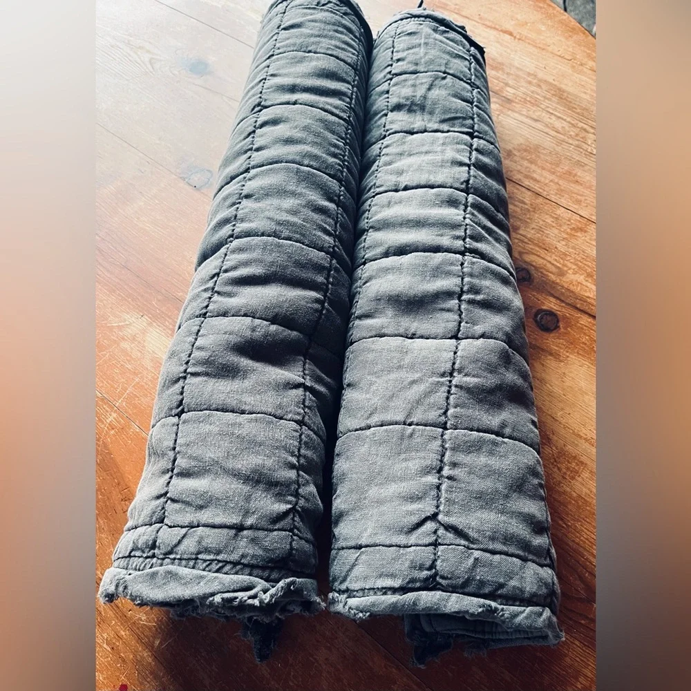 Set of 2: West Elm Linen Quilted Pillow Shams - King Size
